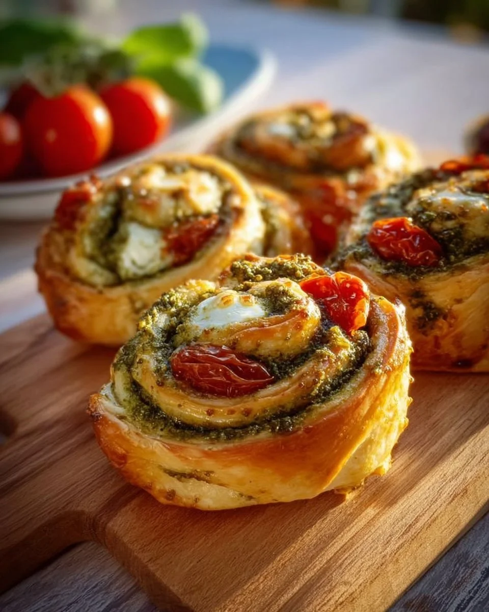 Pesto-Mais-Schnecken mit Mozzarella